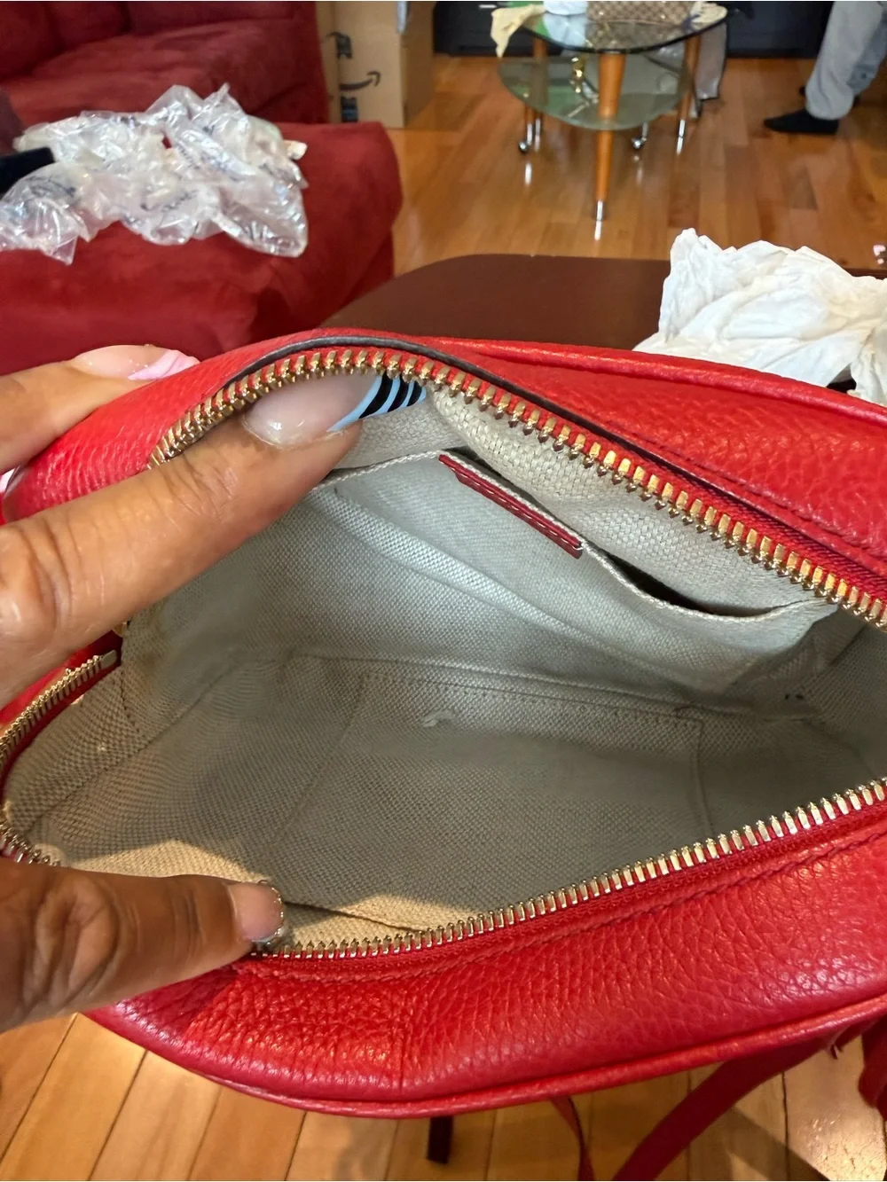 Gucci Red Pebbled Leather Crossbody with Tassel
